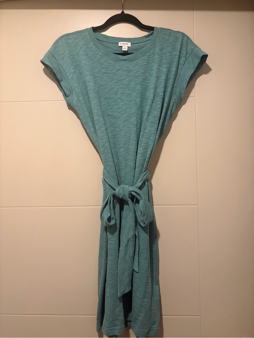 J. Crew Teal Tie-Waist Midi Dress